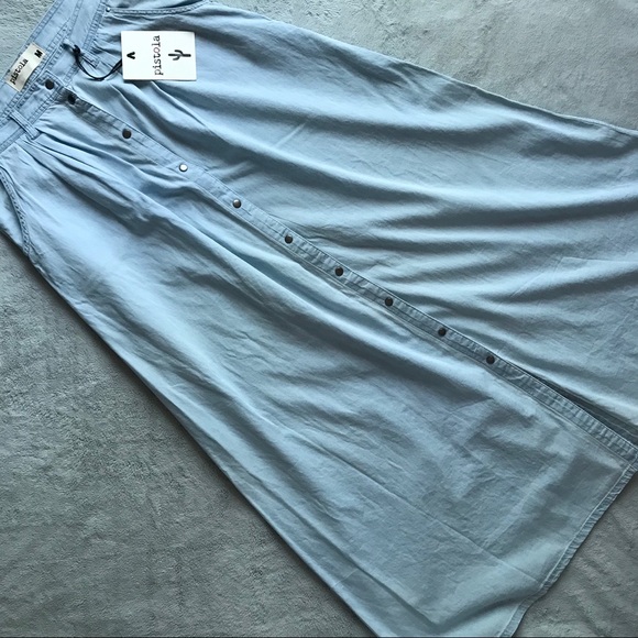 pistola Dresses & Skirts - NWT Pistola Baez Denim Blue Chambray Boho Button Maxi Skirt Sz M Medium